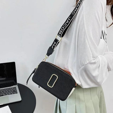 Bolso De Hombro Para Mujer - negro con correa estampada