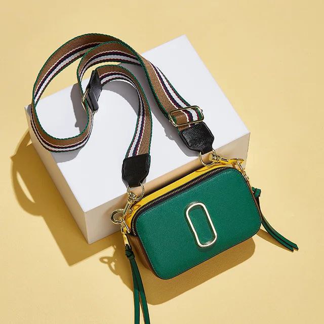 Bolso De Hombro Para Mujer - verde con correa multicolor