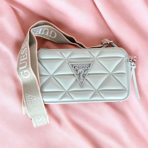 Bolso De Hombro Para Mujer - gris acolchado con correa
