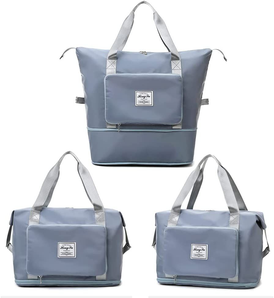 Bolso De Viaje Expandible - gris, expandido y compacto